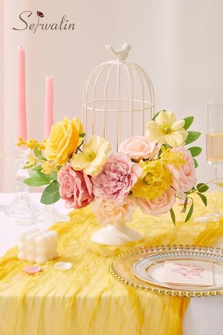 Serwalin Artificial Flowers Pink Wedding Flowers Silk Flowers with Stems Fake Cake Flowers for Wedding Bouquets Centerpieces Spring Decor Baby Shower Decoration in Saudi Arabia