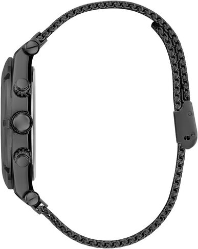 GUESS Men's Sport Crystal Multifunction 44mm Watch – Black Dial Gold-Tone Stainless Steel Case with Black Silicone Strap in Saudi Arabia
