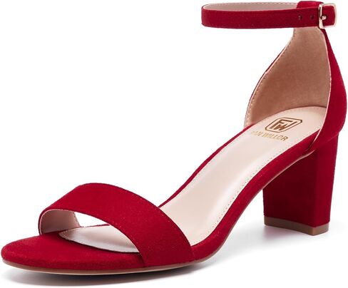 FW FRAN WILLOR Women Open Toe Low Chunky Short Heels Ankle Strap Block Heel Sandals Party Dress Wedding Pump Shoes in Saudi Arabia