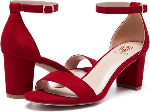 FW FRAN WILLOR Women Open Toe Low Chunky Short Heels Ankle Strap Block Heel Sandals Party Dress Wedding Pump Shoes in Saudi Arabia