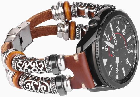 متوافق مع Samsung Galaxy Watch 7&FE&6&5&4&3 Band/40mm 44mm/Watch 5 Pro/Watch 6&4 Classic 43mm/47mm/42mm/46mm/Active 2/Garmin Venu، سوار جلدي 20 مم حزام بإبزيم معدني للنساء والرجال in Kuwait