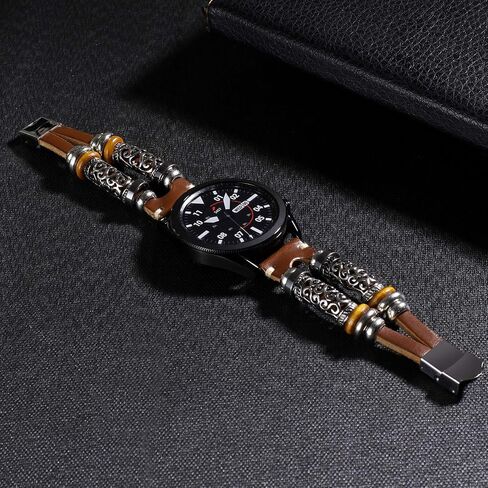 متوافق مع Samsung Galaxy Watch 7&FE&6&5&4&3 Band/40mm 44mm/Watch 5 Pro/Watch 6&4 Classic 43mm/47mm/42mm/46mm/Active 2/Garmin Venu، سوار جلدي 20 مم حزام بإبزيم معدني للنساء والرجال in Kuwait
