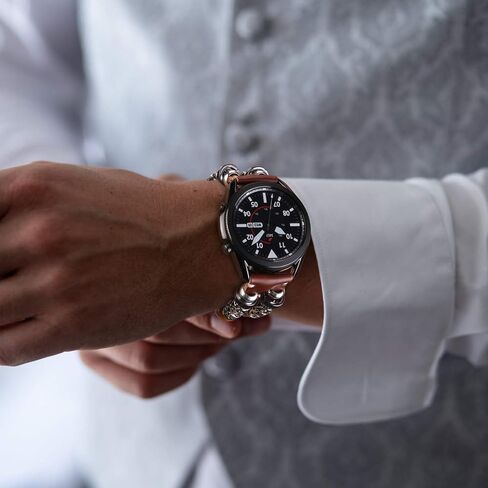 متوافق مع Samsung Galaxy Watch 7&FE&6&5&4&3 Band/40mm 44mm/Watch 5 Pro/Watch 6&4 Classic 43mm/47mm/42mm/46mm/Active 2/Garmin Venu، سوار جلدي 20 مم حزام بإبزيم معدني للنساء والرجال in Kuwait