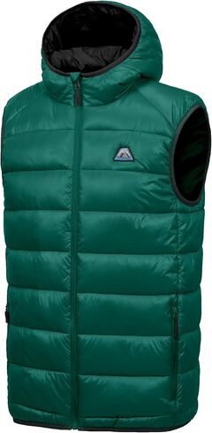 Mapamyumco Men’s Lightweight Puffer Vest with Hood, Water-Resistant Sleeveless Jacket for Hiking Ski in Kuwait