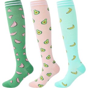 Junely 3 Pairs Compression Socks for Women Knee High for Running Work Support Nurses Pregnancy Travel