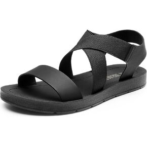 DREAM PAIRS Women's Elastic Ankle Strap Summer Flat Sandals