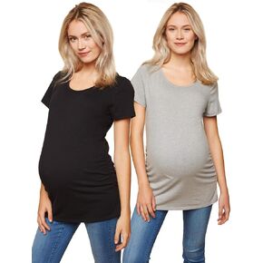 Motherhood Maternity Women's Short Sleeve Side Ruched V-Neck Pregnancy T-Shirt in Saudi Arabia