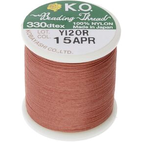 خيط خرز من النايلون KO، لون ذهبي، ياباني مشمع مسبقًا بنسبة 100% نايلون، 330TEX، حبال عقد مقاومة للتشابك، بكرة 50 متر /55 ياردة، تستخدم في مشاريع خرز البذور، وأعمال النول ونسيج الخرز