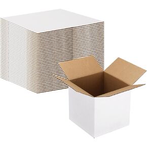 Calenzana 12x4x3 Shipping Boxes Set of 25, White Corrugated Cardboard Box for Mailing Packing Gifts Small Business