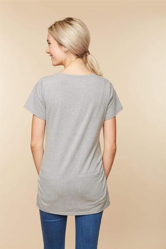 Motherhood Maternity Women's Short Sleeve Side Ruched V-Neck Pregnancy T-Shirt in Kuwait