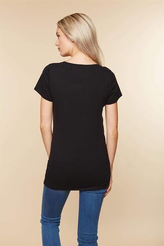 Motherhood Maternity Women's Short Sleeve Side Ruched V-Neck Pregnancy T-Shirt in Kuwait