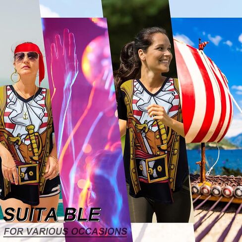 زي القراصنة زي الرجال والنساء الملحقات، تي شيرت مضحك قراصنة الرحلات البحرية، قميص الكاريبي الجدة لجميع القديسين in Kuwait