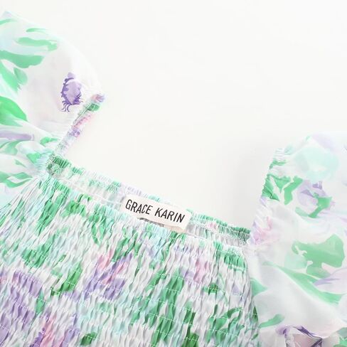 GRACE KARIN Floral Dress for Girls 2024 Spring Easter Dress Flutter Sleeve Smocked Summer Maxi Dress 8-10 Years,Flowers on Light Pink in Kuwait