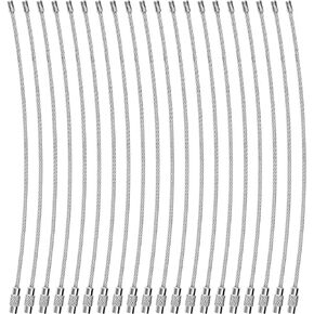 Stainless Steel Key Ring Loop Holder,Nylon Coated Screw Lock Key Rings,Wire Diameter 2 mm,Length 20 cm/7.8inch, Black,20 Pieces