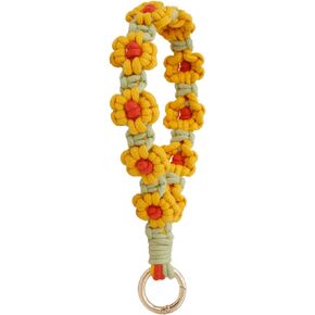 Sither Flower Macrame Keychain Women Handmade Keychain Bracelet Keyring Wristlet Macrame Keychain Holder for Gift