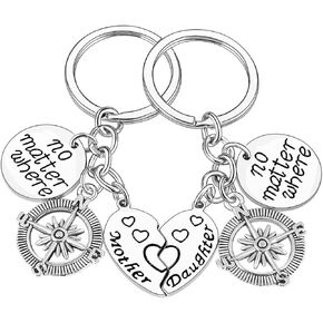 Mom Gift From Daughter Mother Daughter Matching Heart Keychain Daughter Gifts Long Distance Relationship Keyring