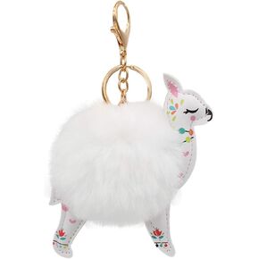 Real Sic Fluffy Animal Pom Pom Keychain - Faux Fur Fuzzy Charm For Women & Girls