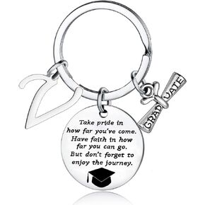 YEEQIN Graduation Gifts Graduation Keychain With Initial Letter Inspirational Personalized Gifts For Graduates