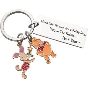 Huiuy Winnie The Pooh Gifts for Women Pooh Bear Piglet Keychain Inspirational Gifts for Best Friend