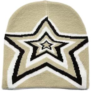 Y2k Beanies Star Graphic Crochet Hats for Women Men Cutecore Gyaru Grunge Clothes Alt Emo Accessories Harajuku Streetwear