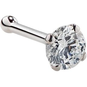 FreshTrends Cubic Zirconia Nose Stud - Nickel-Free 14K White Gold Nose Ring - 1.5mm, 2mm, 3mm CZ 18 Gauge