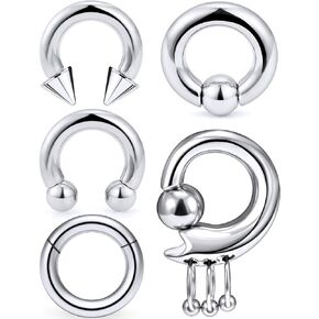 Ocptiy 6G 8G Septum Ring Dangling Gauges Tunnel Plug Earrings Stretching kit Surgical Steel Septum Nose Ring Septum Pincher Lobe Earring Stretch Hoop Piercing Jewelry for Women Men