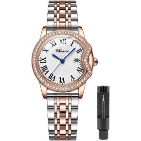 Tiong Women's Quartz Watch with Steel Band, Lady's Lightweight Arabic Numeral Dial Watch,Classic Colors Women's Quartz Watch Gift