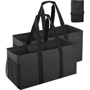 Finnhomy 42L Extra Large Utility Tote Bag, Oxford Fabric Reusable Folding Grocery Bags with Handles and Pockets, 2 Pack