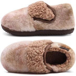 COFACE Fuzzy Slippers Womens Cozy Diabetic Slippers for Women Warm Memory Foam House Shoes Wide Fit Adjustable Ladies Slippers Boots Indoor Outdoor