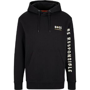 Hugo Boss Men's Wegenerated Black Be Responsible Hoodie Sweatshirt