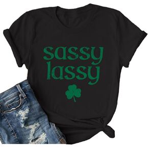 قميص عيد القديس باتريك للسيدات: تي شيرت Lucky Irish تي شيرت برسومات شامروك تي شيرت أيرلندي برقبة دائرية وأكمام قصيرة كاجوال in Kuwait