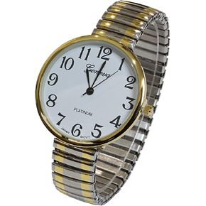 2Tone Large Face Geneva Stretch Band Women's Watch