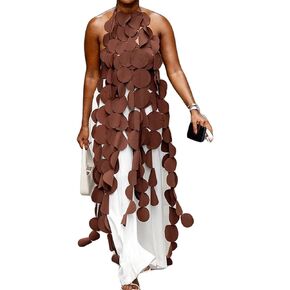 Women's Sleeveless Lace Up Cut Off Holes Tassel Bodycon Sexy Nightclub Party Tunic Tops Shirts Dress