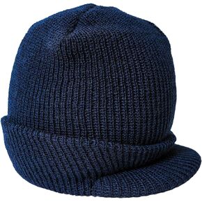 Winter Beanie Cap with Visor, 100% Wool, Made in USA - Genuine G.I.
