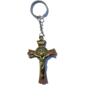 ميدالية مفاتيح متقاطعة من كريستيان سانت بنديكت مع يسوع على حامل مفاتيح الصليب (متعددة الألوان) in Kuwait