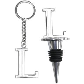 Set of 2 Letter gift set, same letter of Key Ring/Bottle Stopper (S)