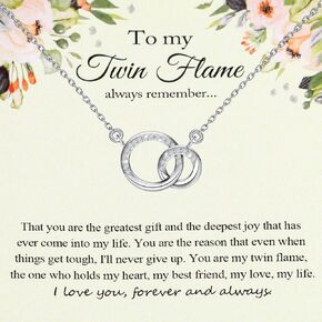 MYOSPARK Twin flame Necklace Gift Twin Flame Message Card Jewelry Spiritual Gift To My Twin Flame Gift Necklace To Girlfriend/Soulmate Twin