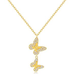 Clufantric Butterfly Necklace for Women Girls 18K Gold Plated Dainty Pendant Necklaces with Cubic Zirconia Jewelry Gifts for Woman Wife Her Girlfriend