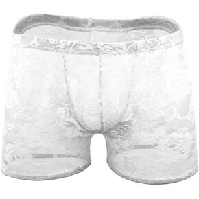 Evankin Mens Sexy Rose Lace Boxer Briefs See Through Mesh Funny Underwear Low Rise Stretch Breathable Christmas Gag Gift