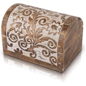 Great Birthday Gift Ideas Handmade Decorative Wooden Jewelry Box Jewelry Organizer Keepsake Box Treasure Chest Trinket Holder Watch Box Storage Lock Box Housewarming Gifts Men Women (Blue Wash Finish)