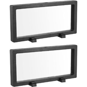 MECCANIXITY Floating Frame Display Holder Stand 3D Jewelry Display Box with Base 11.81 x 4.33 x 0.79 inch Black Pack of 2