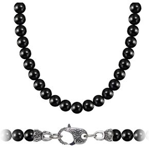 Black Onyx Beads Beaded Necklace Chain for Men Natural Gemstones Healing Crystals Jewelry 50/55/60/65/70cm