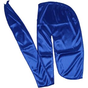 Men Silk Durag Long Straps Bandanas for Men Headwear Waves Cap (Royal Blue)