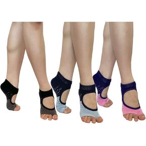 جوارب يوغا مفتوحة عند الأصابع مع مقابض للنساء، جوارب بيلاتيس غير قابلة للانزلاق in Kuwait