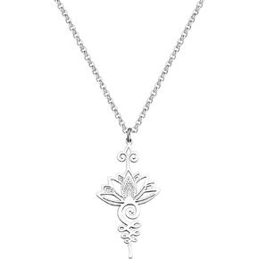 Hollow Out Unalome Lotus Necklace Keychain Yoga Buddhism Jewelry Spiritual Gifts