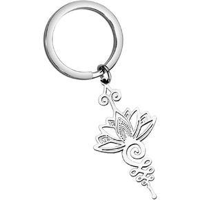 Hollow Out Unalome Lotus Necklace Keychain Yoga Buddhism Jewelry Spiritual Gifts in Kuwait