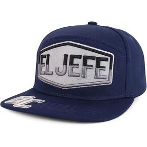 Trendy Apparel Shop El Jefe Embroidered 100% Cotton Flatbill Snapback Cap