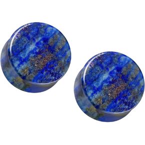 Pierced Owl AAA Grade Natural Lapis Lazuli Stone Double Flared Plugs, Sold as a Pair