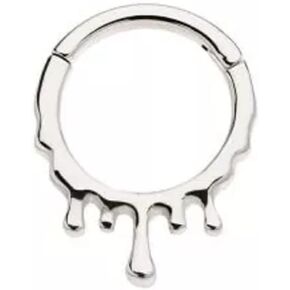 Pierced Owl 16GA 316L Stainless Steel Dripping Design Front Facing Hinged Segment Ring