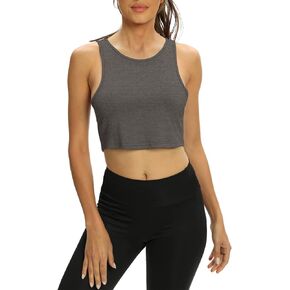 Mippo Crop Top for Women Cute Sleeveless Yoga Cropped Tank Tops Athletic Gym Shirts